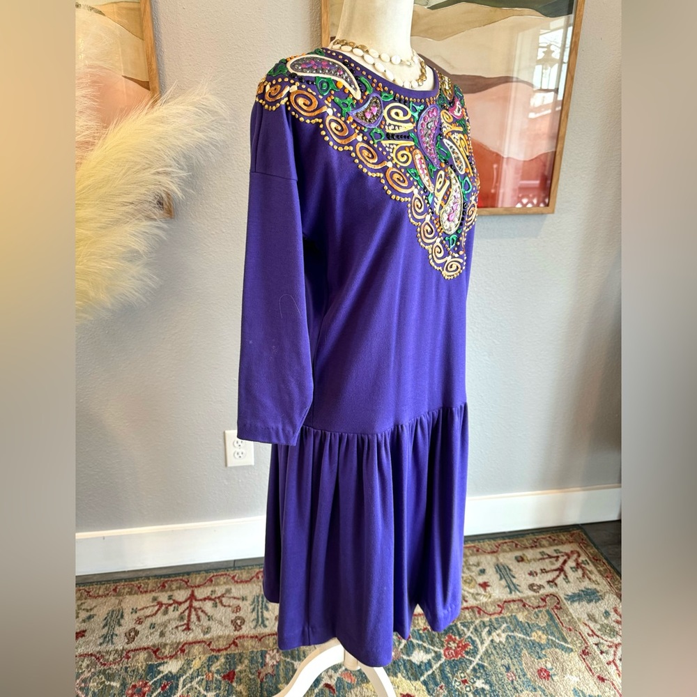 Judy Beth & CO Vintage Hand Painted Drop Waist Dress - Picture 7 of 11